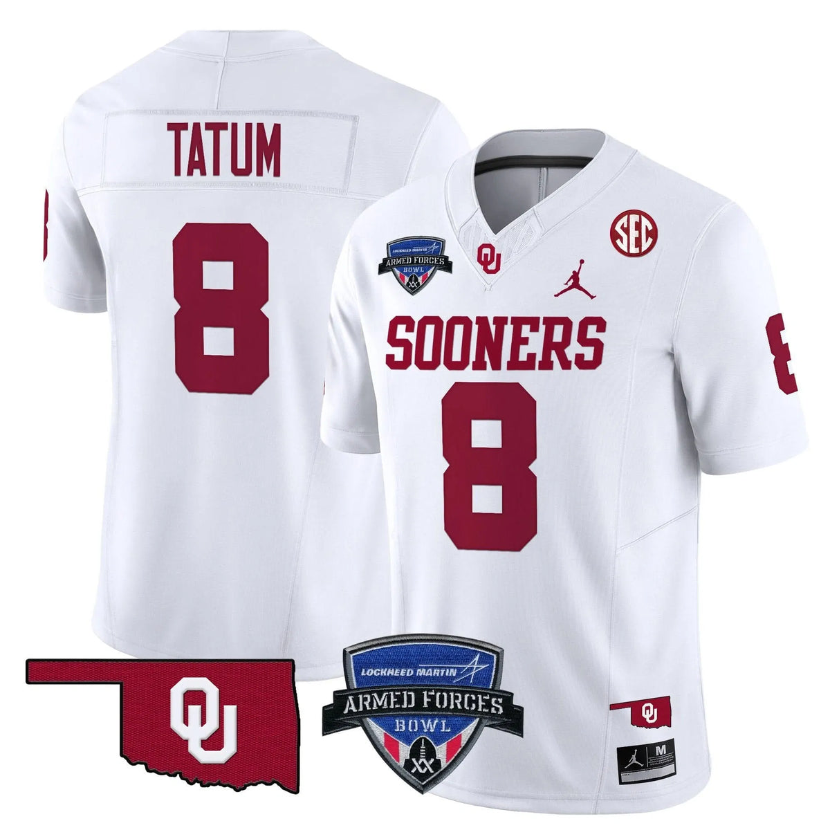 Personalized OS 2026 Armed Forces Bowl Patch Vapor Limited Jersey - White / Taylor Tatum Stitched