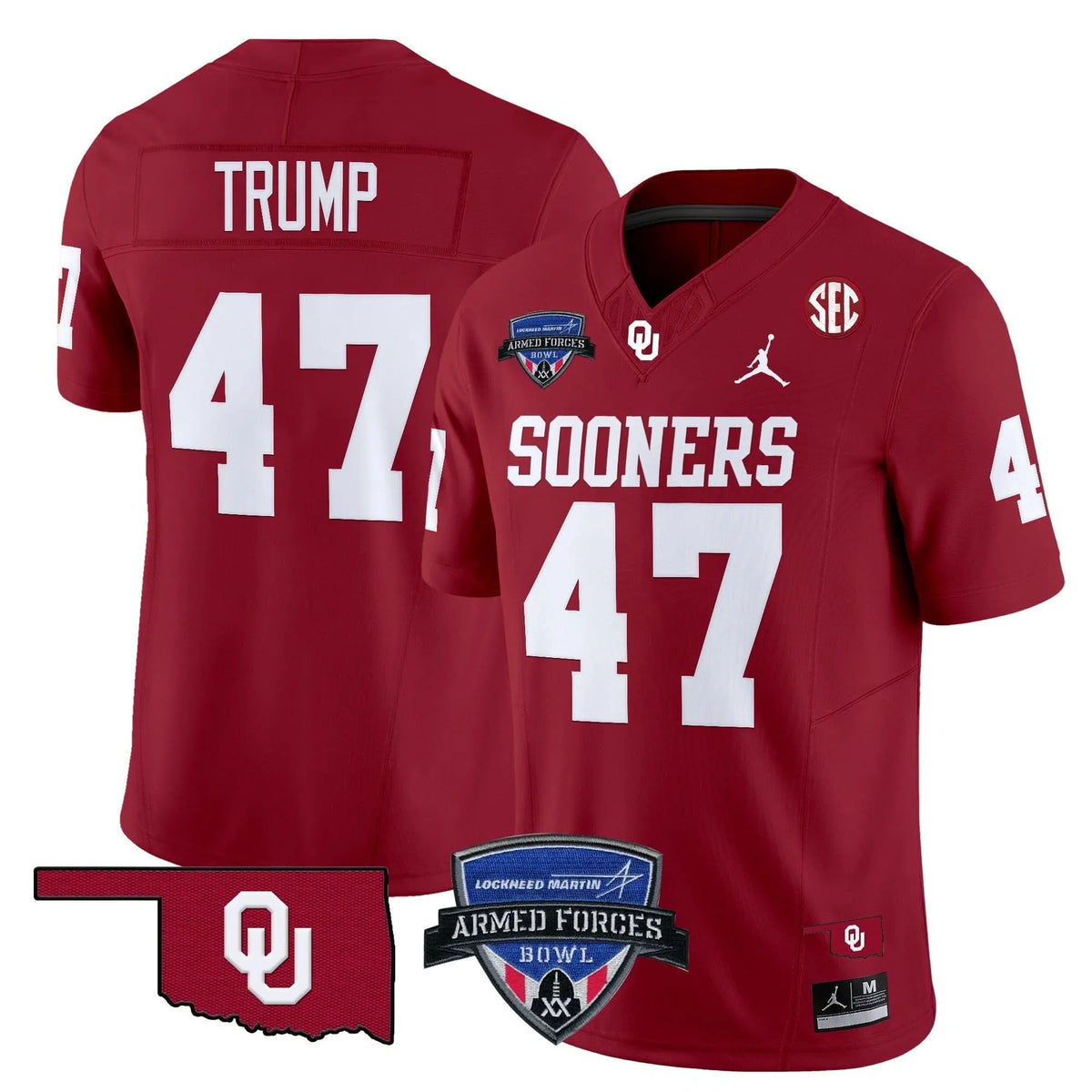 Personalized OS 2026 Armed Forces Bowl Patch Vapor Limited Jersey - Red / Trump Stitched