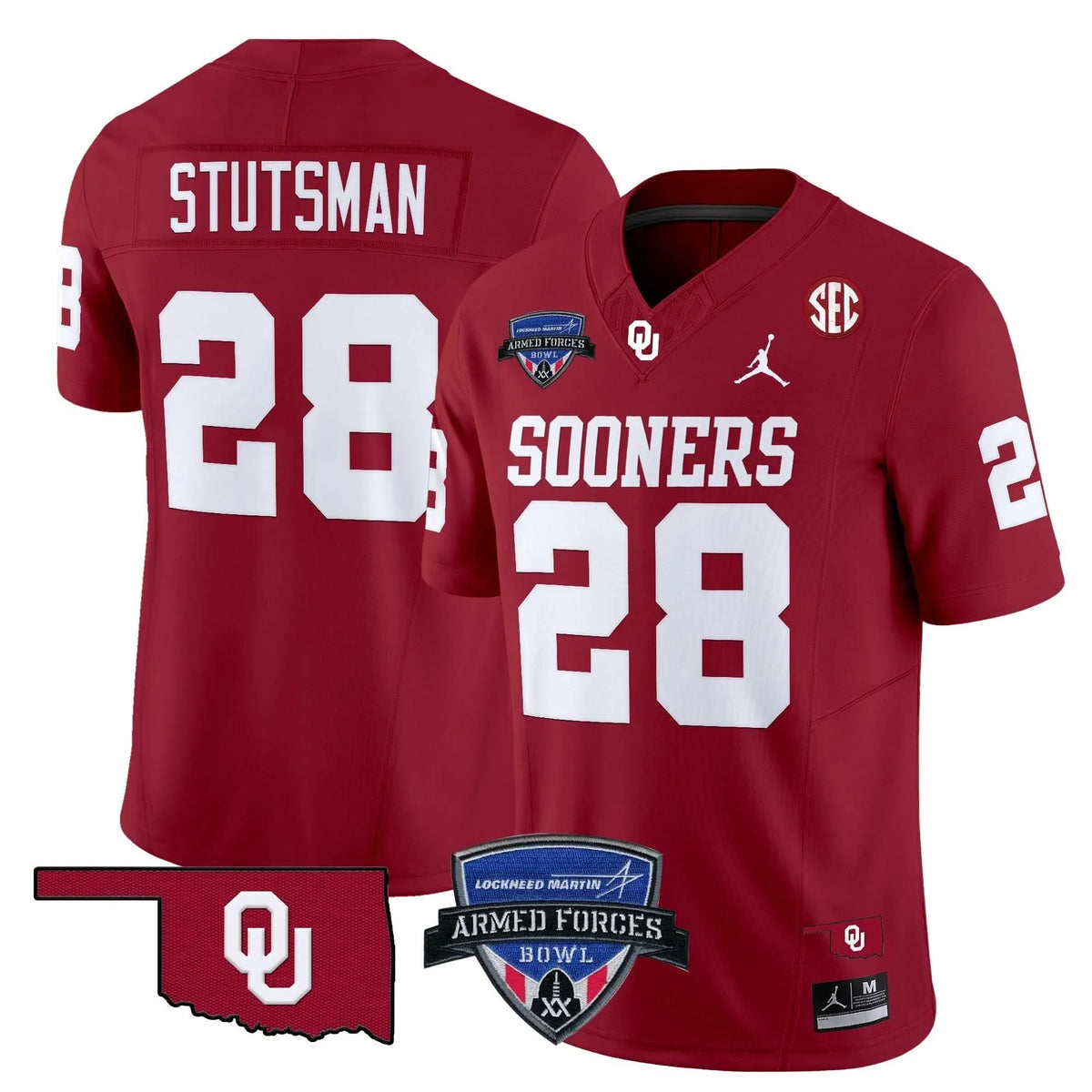 Personalized OS 2026 Armed Forces Bowl Patch Vapor Limited Jersey - Red / Danny Stutsman Stitched
