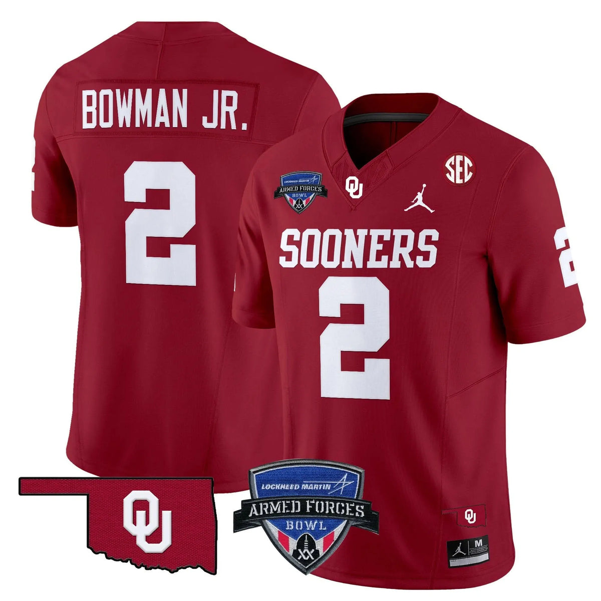 Personalized OS 2026 Armed Forces Bowl Patch Vapor Limited Jersey - Red / Billy Bowman Jr. Stitched