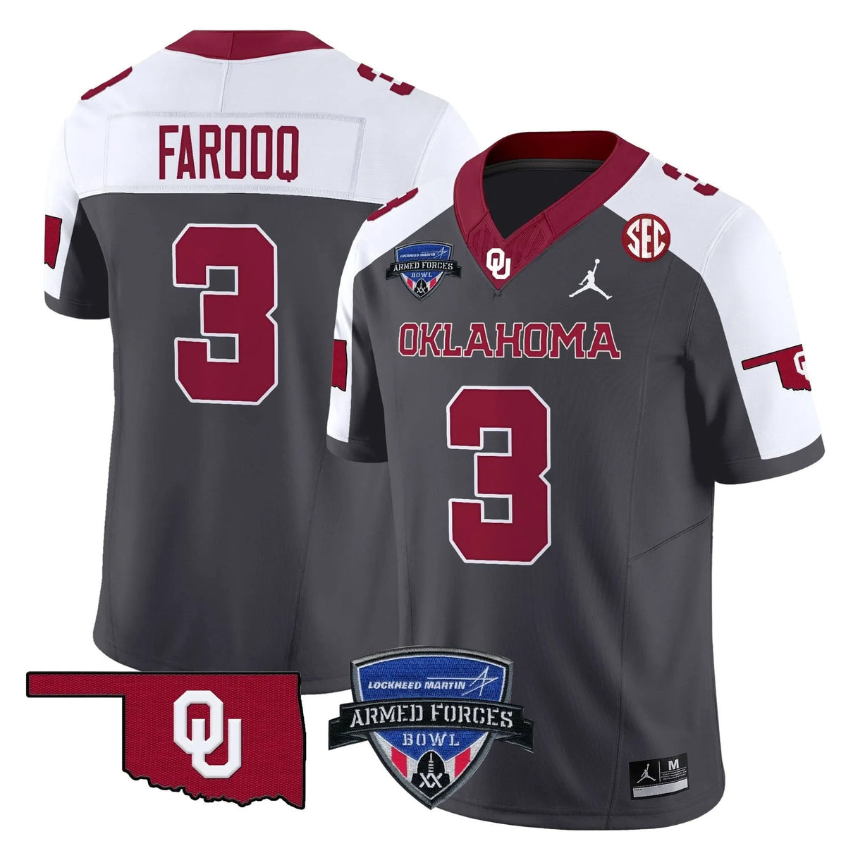 Personalized OS 2026 Armed Forces Bowl Patch Vapor Limited Jersey - Special Anthracite / Jalil Farooq Stitched