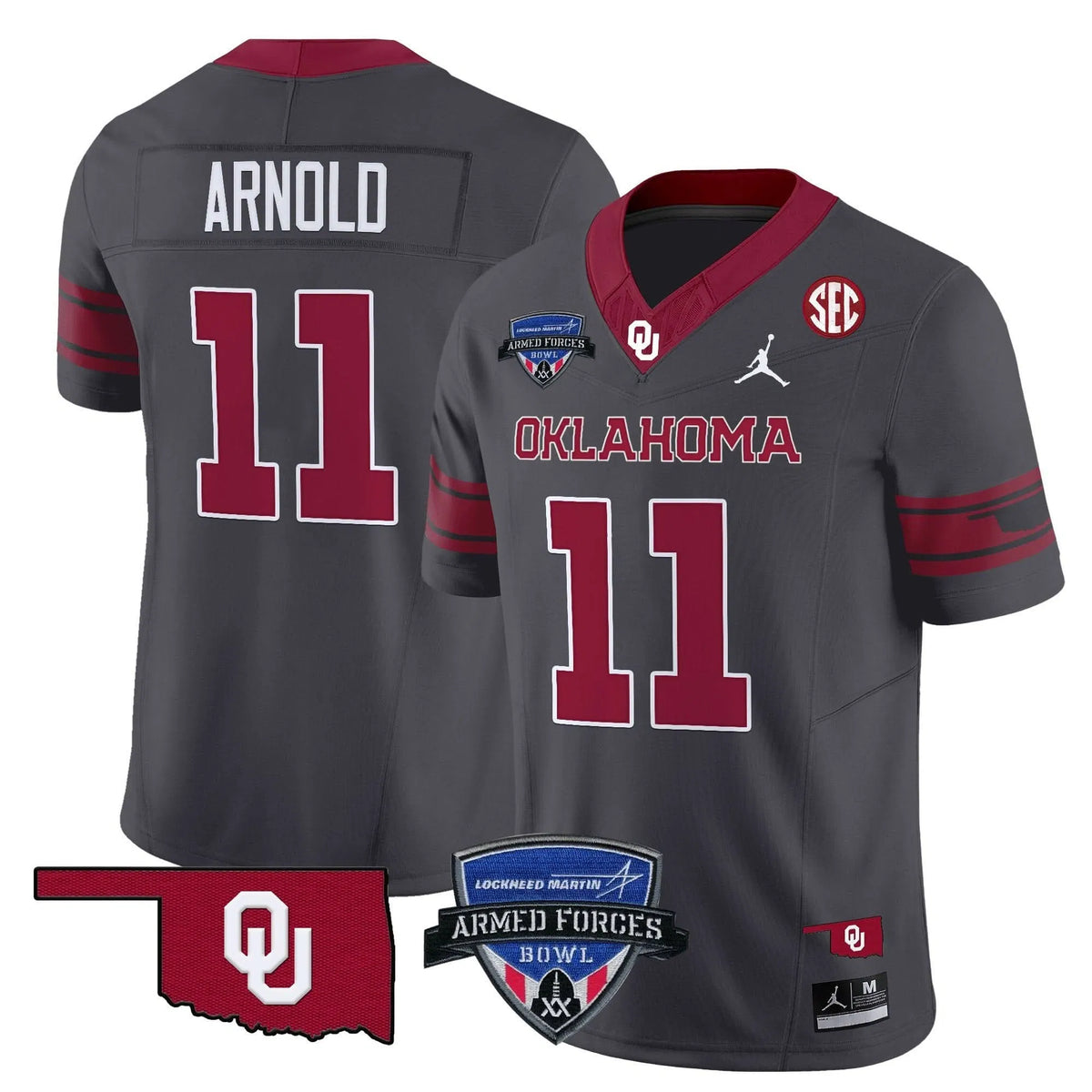 Personalized OS 2026 Armed Forces Bowl Patch Vapor Limited Jersey - Anthracite / Jackson Arnold Stitched