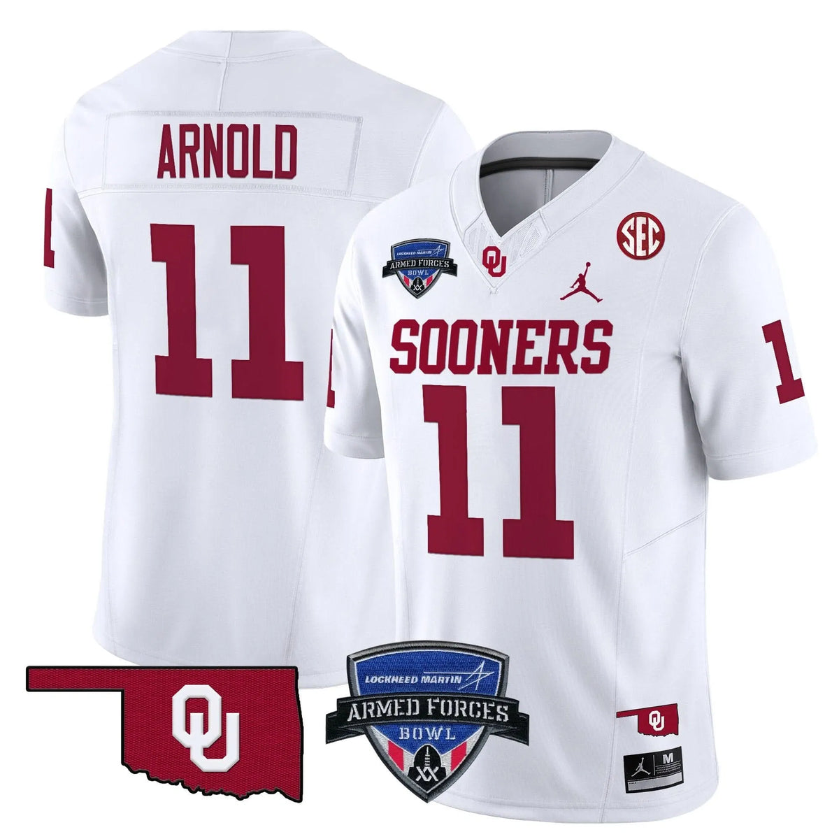 Personalized OS 2026 Armed Forces Bowl Patch Vapor Limited Jersey - White / Jackson Arnold Stitched