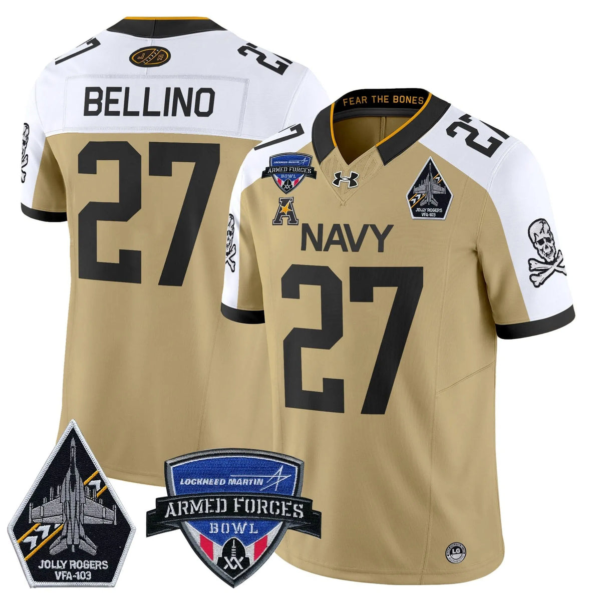 Personalized NM 2026 Armed Forces Bowl Patch Vapor Limited Jersey - Gold Alterntate / Joe Bellino Stitched