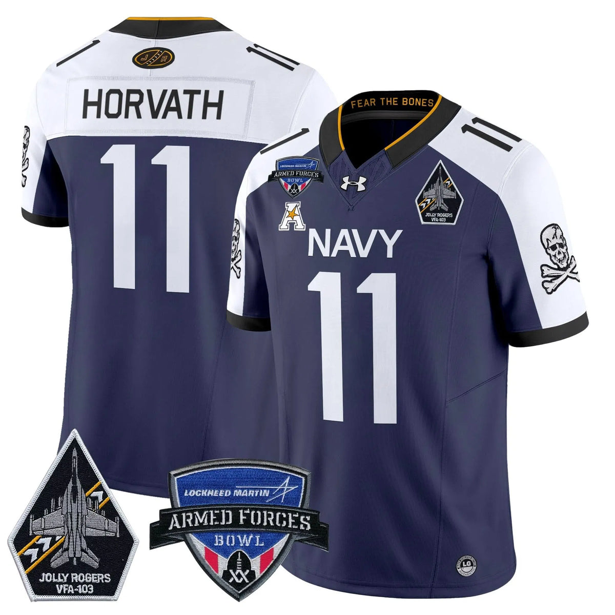 Personalized NM 2026 Armed Forces Bowl Patch Vapor Limited Jersey - Navy Alternate / Blake Horvath Stitched