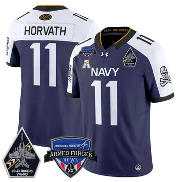 Personalized NM 2026 Armed Forces Bowl Patch Vapor Limited Jersey - Navy Alternate / Blake Horvath Stitched