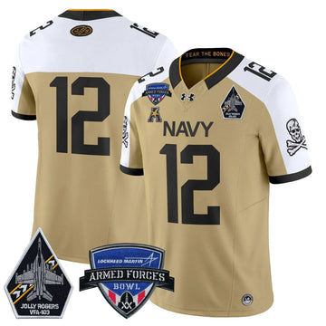 Personalized NM 2026 Armed Forces Bowl Patch Vapor Limited Jersey - Gold Alterntate / 12th Man Stitched