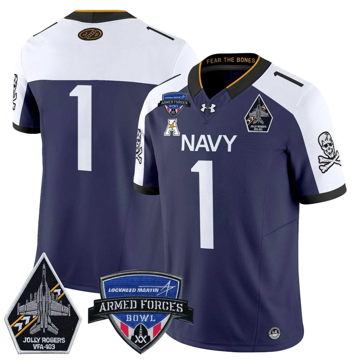 Personalized NM 2026 Armed Forces Bowl Patch Vapor Limited Jersey - Navy Alternate / #1 Team Stitched