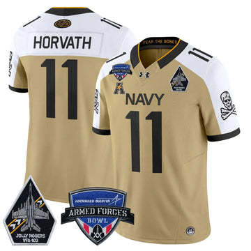 Personalized NM 2026 Armed Forces Bowl Patch Vapor Limited Jersey - Gold Alterntate / Blake Horvath Stitched