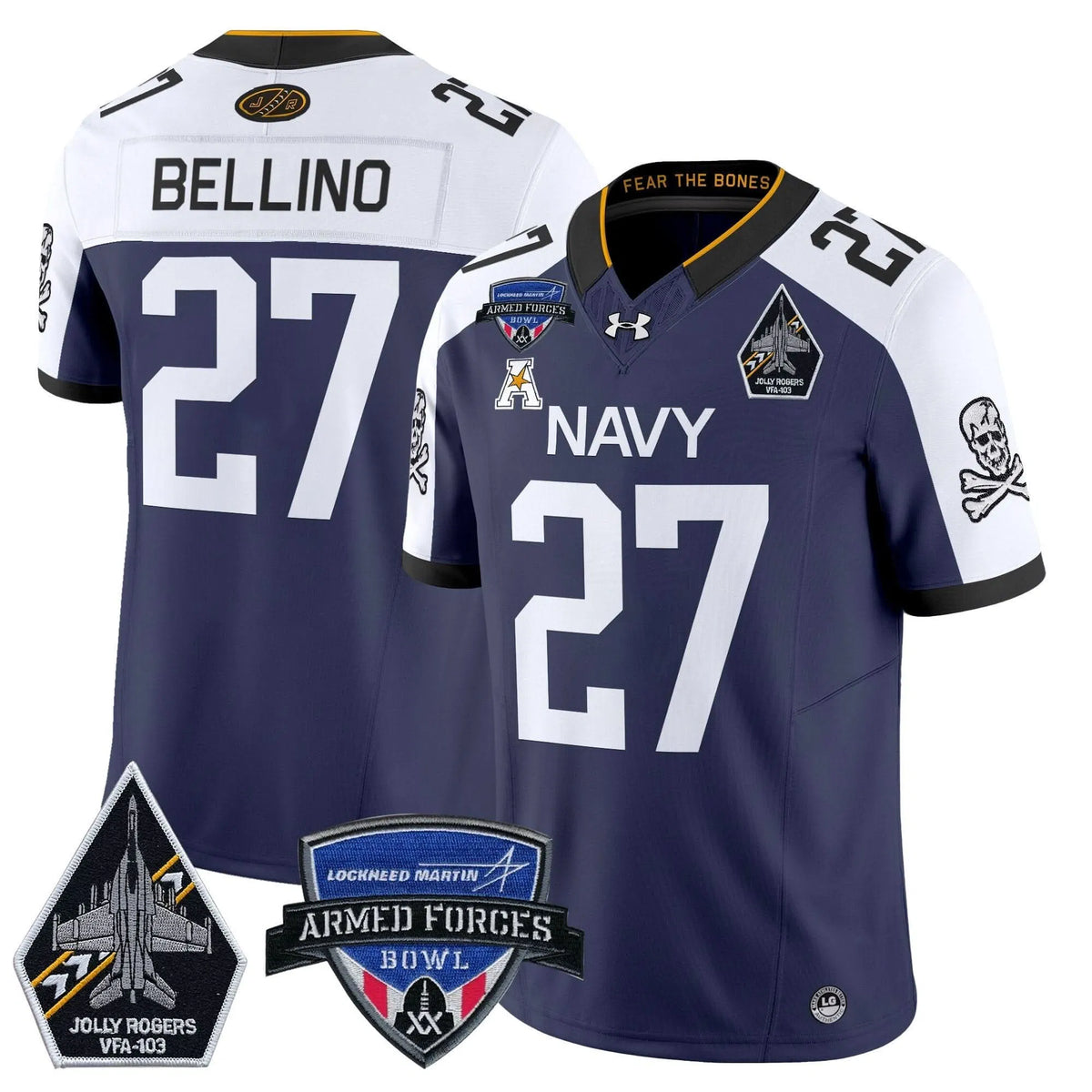 Personalized NM 2026 Armed Forces Bowl Patch Vapor Limited Jersey - Navy Alternate / Joe Bellino Stitched