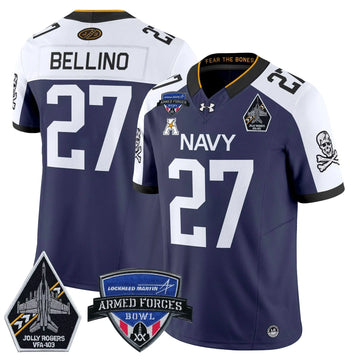 Personalized NM 2026 Armed Forces Bowl Patch Vapor Limited Jersey - Navy Alternate / Joe Bellino Stitched