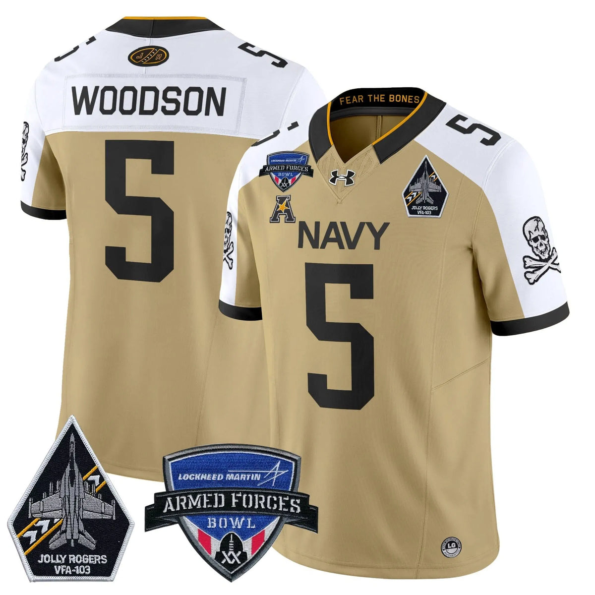Personalized NM 2026 Armed Forces Bowl Patch Vapor Limited Jersey - Gold Alterntate / Braxton Woodson Stitched