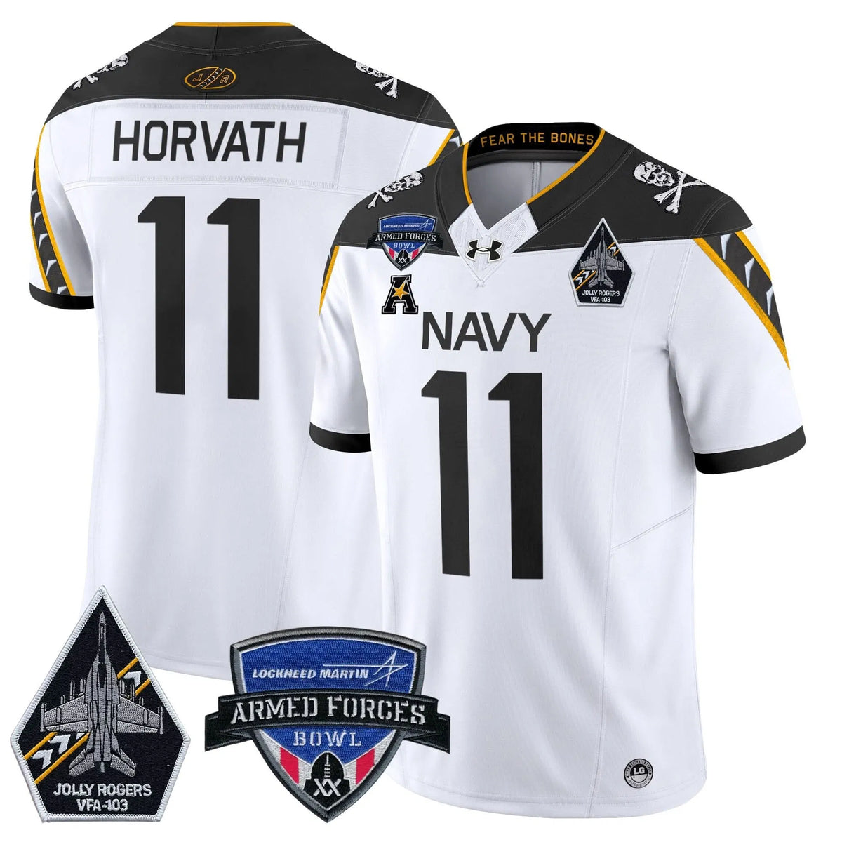 Personalized NM 2026 Armed Forces Bowl Patch Vapor Limited Jersey - White / Blake Horvath Stitched