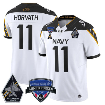 Personalized NM 2026 Armed Forces Bowl Patch Vapor Limited Jersey - White / Blake Horvath Stitched