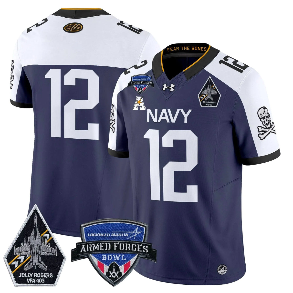 Personalized NM 2026 Armed Forces Bowl Patch Vapor Limited Jersey - Navy Alternate / 12th Man Stitched