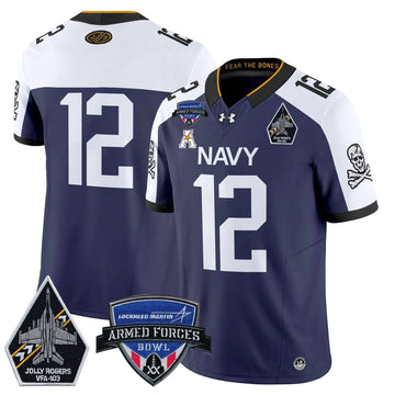 Personalized NM 2026 Armed Forces Bowl Patch Vapor Limited Jersey - Navy Alternate / 12th Man Stitched