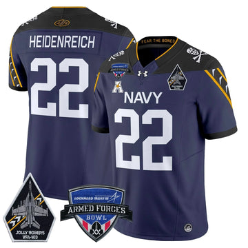 Personalized NM 2026 Armed Forces Bowl Patch Vapor Limited Jersey - Navy / Eli Heidenreich Stitched