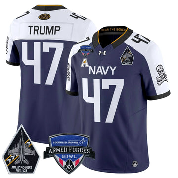 Personalized NM 2026 Armed Forces Bowl Patch Vapor Limited Jersey - Navy Alternate / Trump Stitched