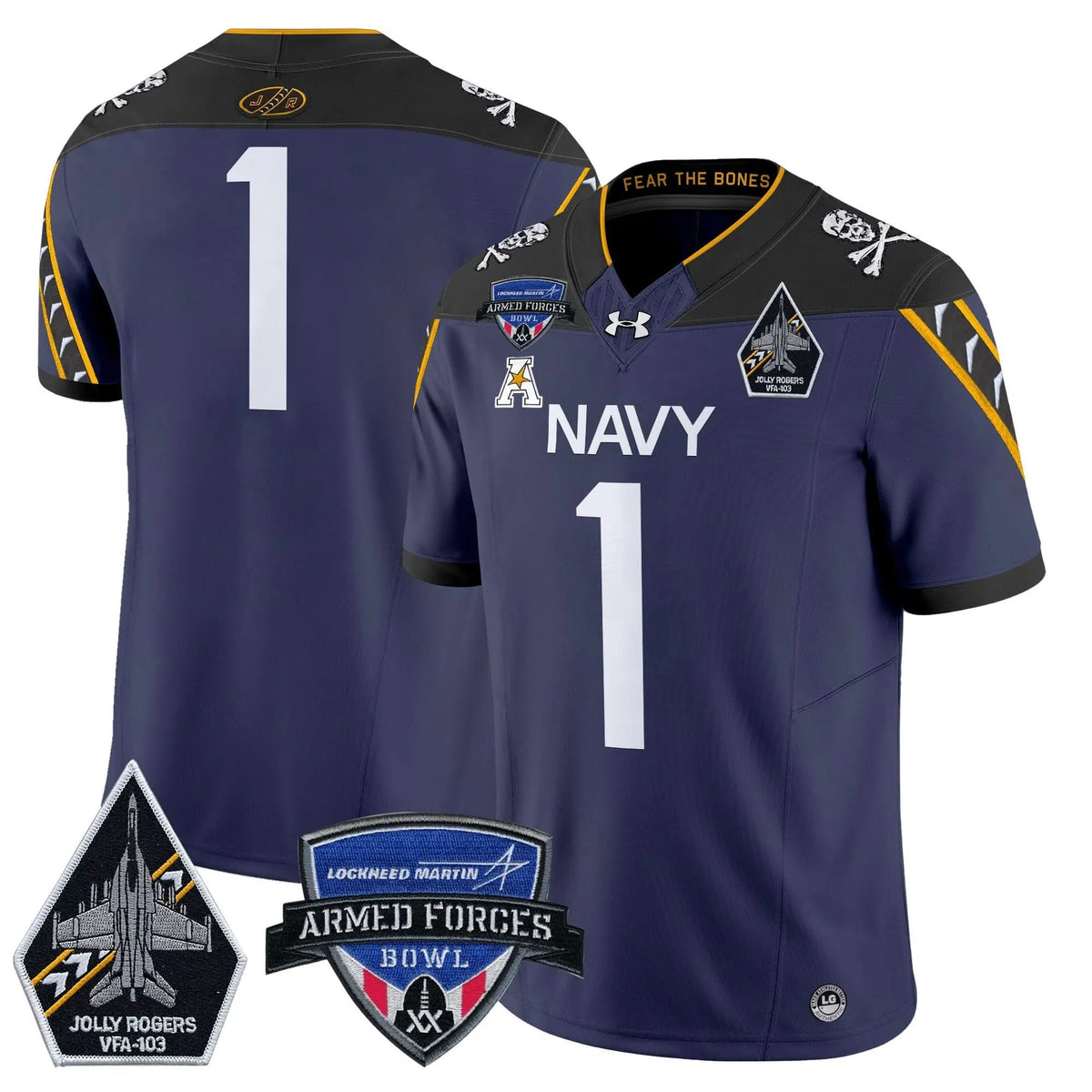 Personalized NM 2026 Armed Forces Bowl Patch Vapor Limited Jersey - Navy / #1 Team Stitched