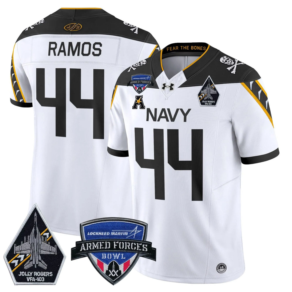 Personalized NM 2026 Armed Forces Bowl Patch Vapor Limited Jersey - White / Colin Ramos Stitched