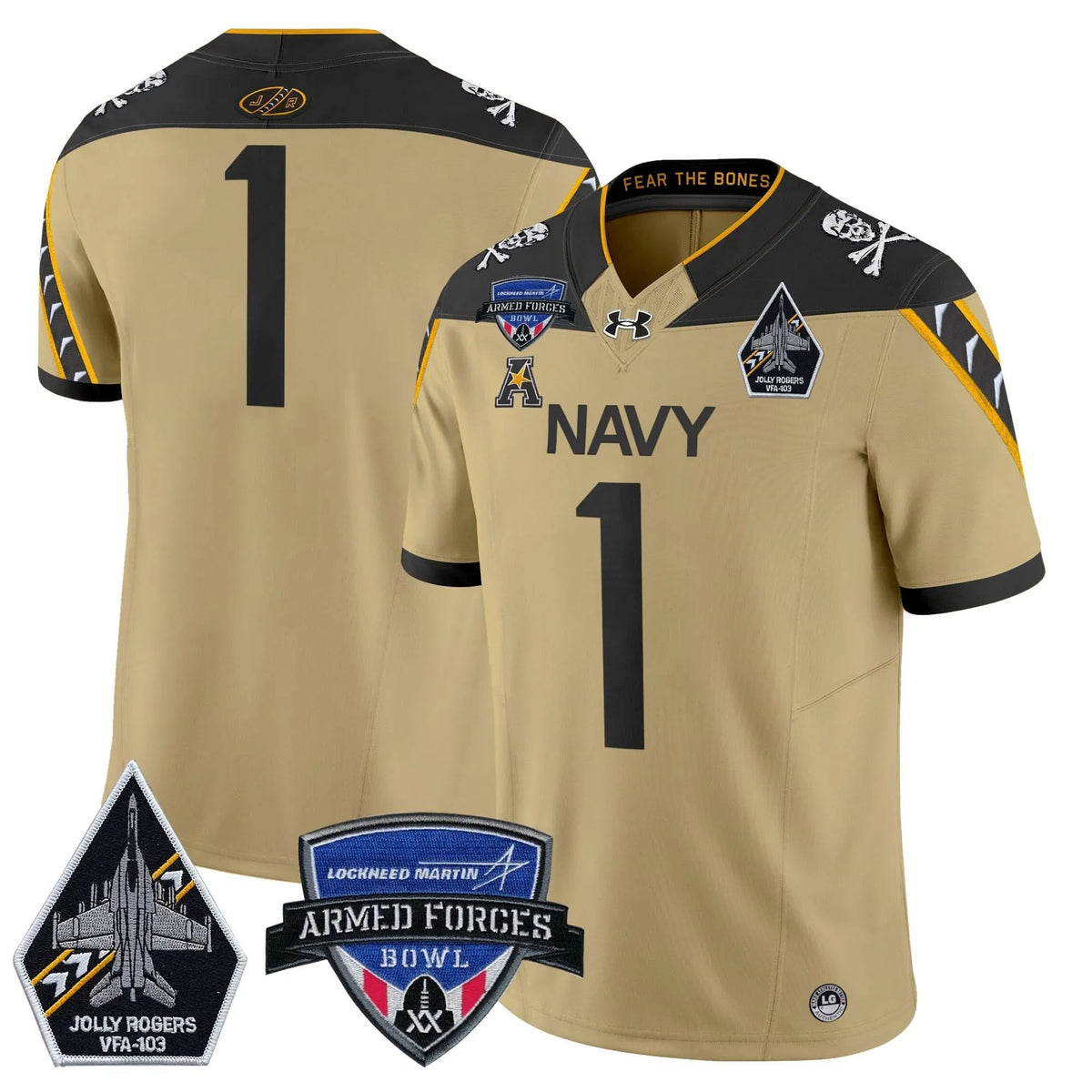 Personalized NM 2026 Armed Forces Bowl Patch Vapor Limited Jersey - Gold / #1 Team Stitched