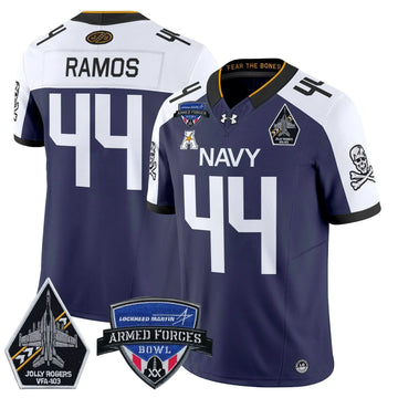 Personalized NM 2026 Armed Forces Bowl Patch Vapor Limited Jersey - Navy Alternate / Colin Ramos Stitched