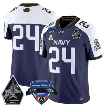 Personalized NM 2026 Armed Forces Bowl Patch Vapor Limited Jersey - Navy Alternate / #24 Midshipmen Stitched