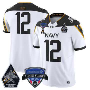 Personalized NM 2026 Armed Forces Bowl Patch Vapor Limited Jersey - White / 12th Man Stitched