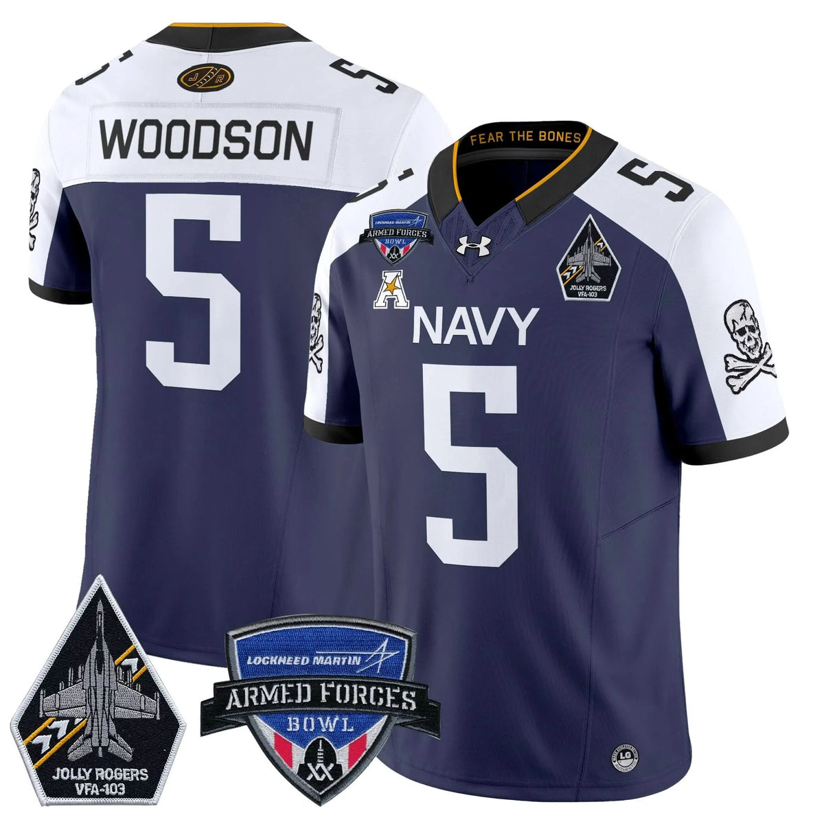 Personalized NM 2026 Armed Forces Bowl Patch Vapor Limited Jersey - Navy Alternate / Braxton Woodson Stitched
