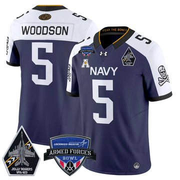 Personalized NM 2026 Armed Forces Bowl Patch Vapor Limited Jersey - Navy Alternate / Braxton Woodson Stitched