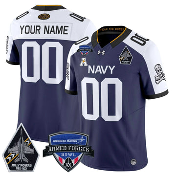 Personalized NM 2026 Armed Forces Bowl Patch Vapor Limited Custom Jersey - Navy Alternate Stitched