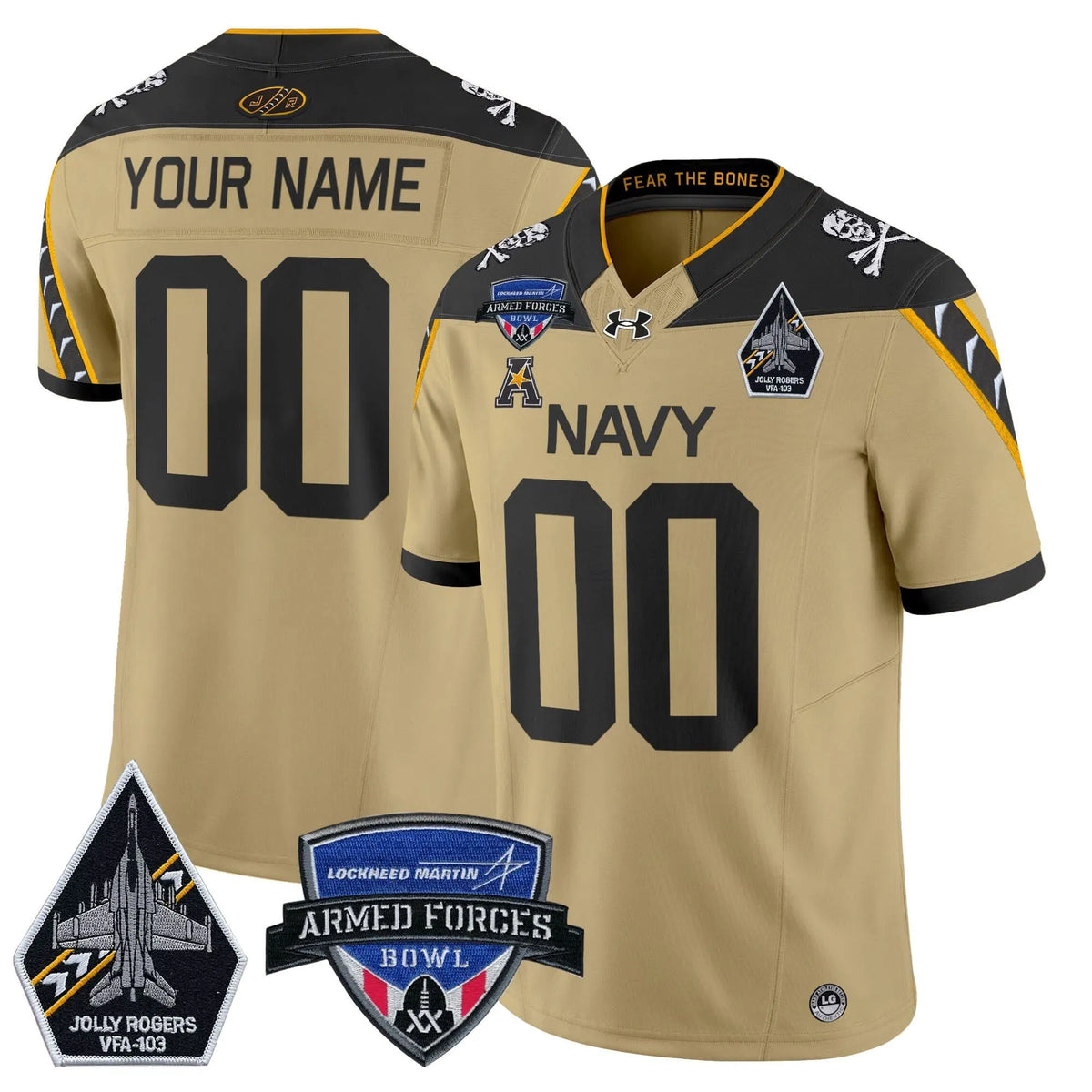 Personalized NM 2026 Armed Forces Bowl Patch Vapor Limited Custom Jersey - Gold Stitched
