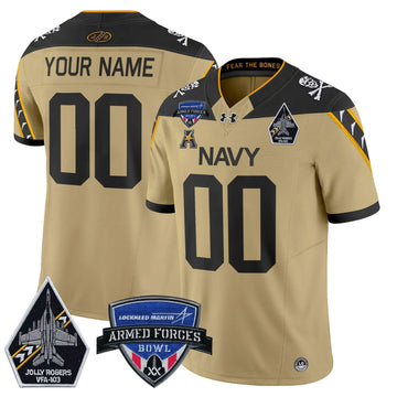 Personalized NM 2026 Armed Forces Bowl Patch Vapor Limited Custom Jersey - Gold Stitched