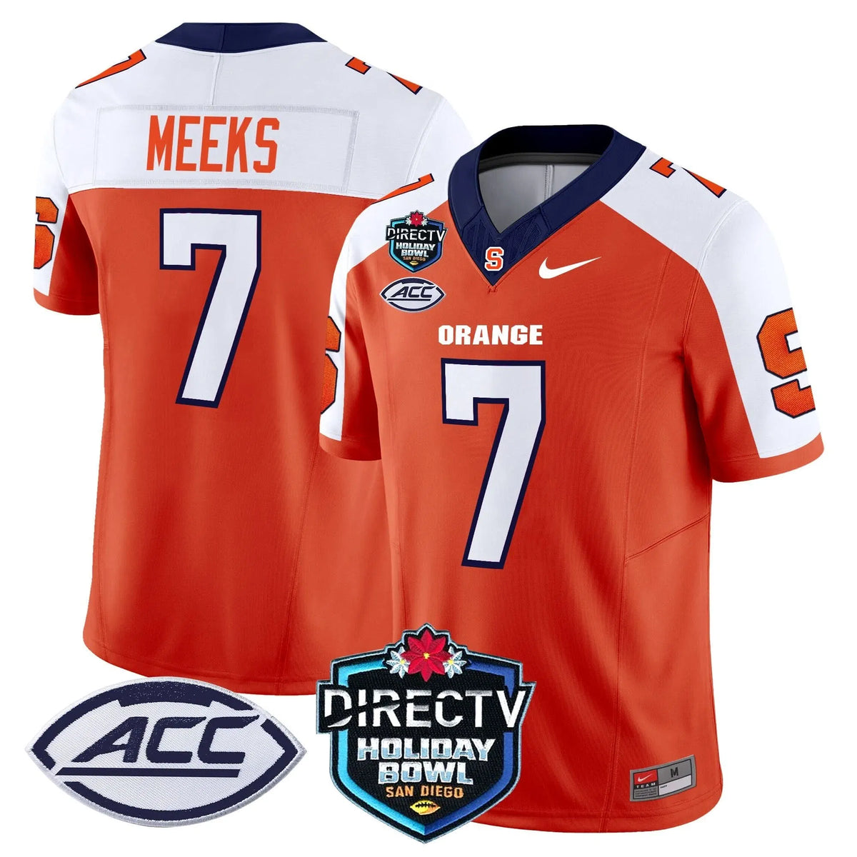 Personalized Syracuse Orange 2026 Holiday Bowl Patch Vapor Limited Jersey - Orange Alternate / Jackson Meeks Stitched