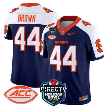 Personalized Syracuse Orange 2026 Holiday Bowl Patch Vapor Limited Jersey - Navy Alternate / Jim Brown Stitched
