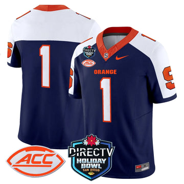 Personalized Syracuse Orange 2026 Holiday Bowl Patch Vapor Limited Jersey - Navy Alternate / #1 Team Stitched