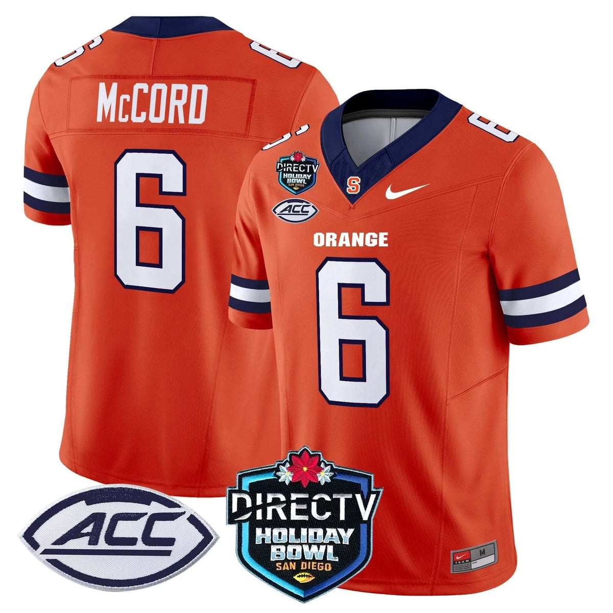Personalized Syracuse Orange 2026 Holiday Bowl Patch Vapor Limited Jersey - Orange / Kyle McCord Stitched
