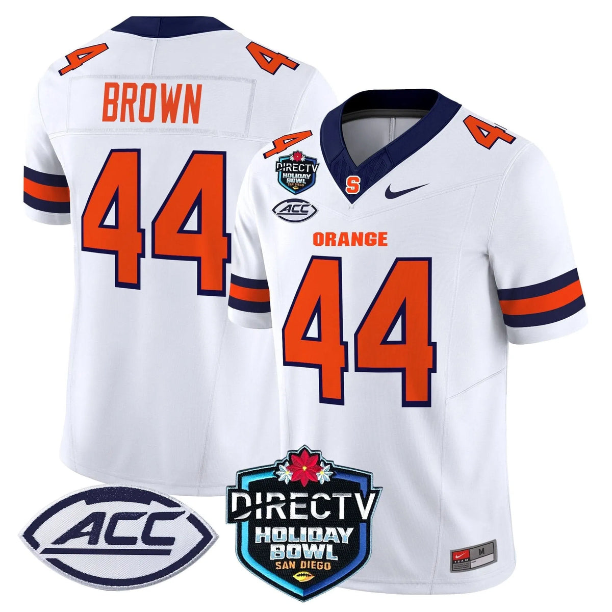 Personalized Syracuse Orange 2026 Holiday Bowl Patch Vapor Limited Jersey - White / Jim Brown Stitched