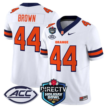 Personalized Syracuse Orange 2026 Holiday Bowl Patch Vapor Limited Jersey - White / Jim Brown Stitched