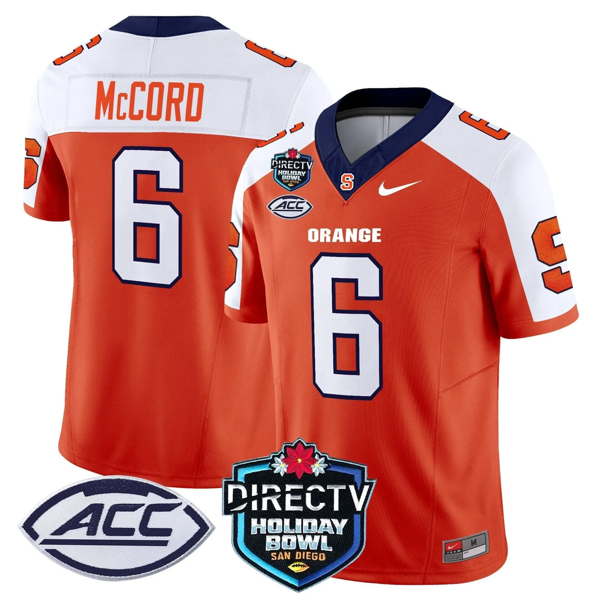 Personalized Syracuse Orange 2026 Holiday Bowl Patch Vapor Limited Jersey - Orange Alternate / Kyle McCord Stitched