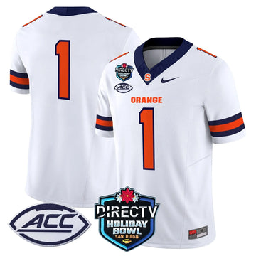 Personalized Syracuse Orange 2026 Holiday Bowl Patch Vapor Limited Jersey - White / #1 Team Stitched