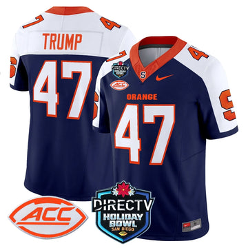 Personalized Syracuse Orange 2026 Holiday Bowl Patch Vapor Limited Jersey - Navy Alternate / Trump Stitched