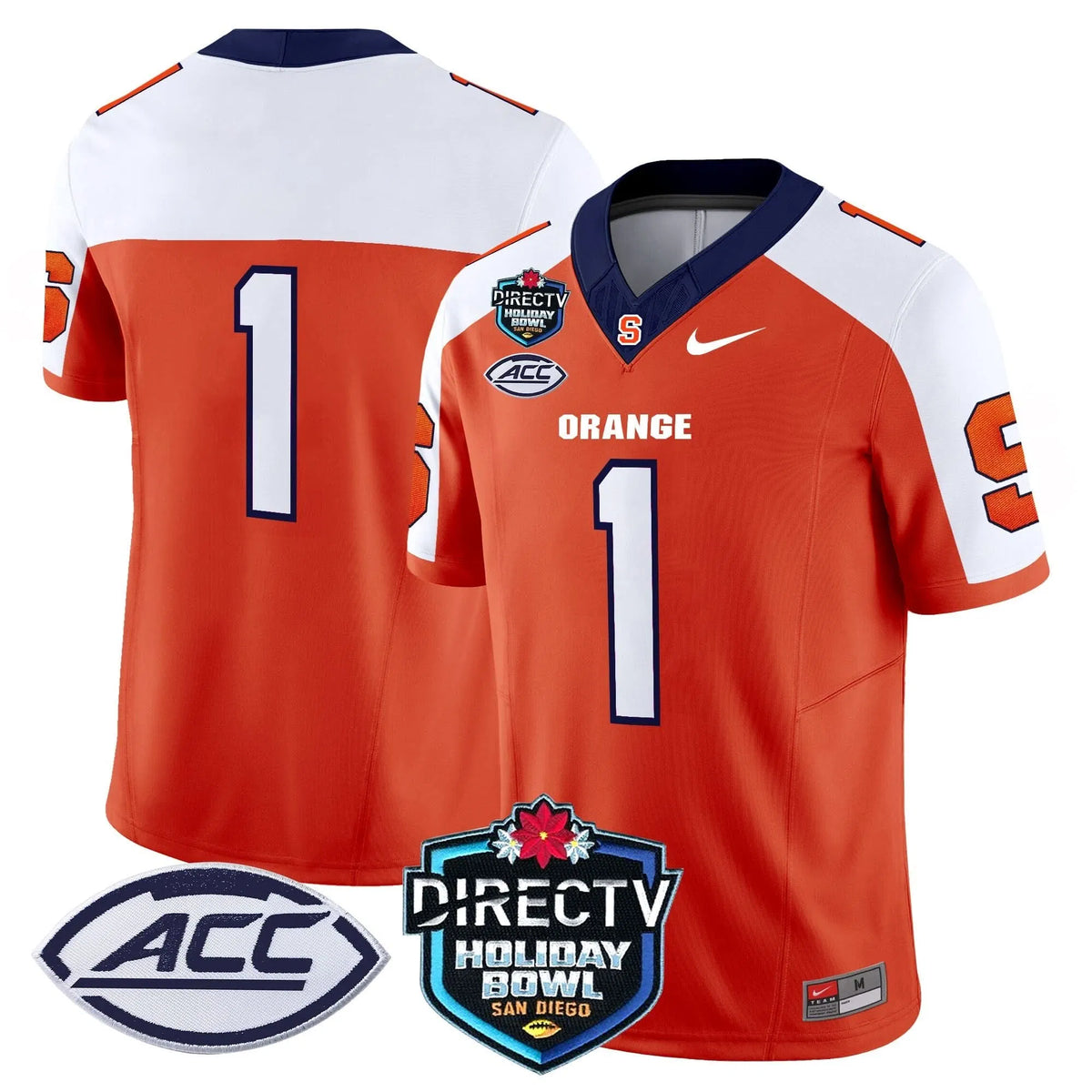 Personalized Syracuse Orange 2026 Holiday Bowl Patch Vapor Limited Jersey - Orange Alternate / #1 Team Stitched