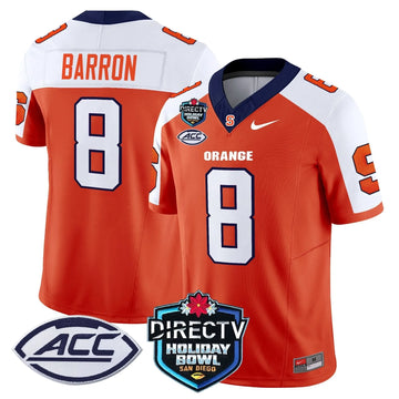 Personalized Syracuse Orange 2026 Holiday Bowl Patch Vapor Limited Jersey - Orange Alternate / Justin Barron Stitched