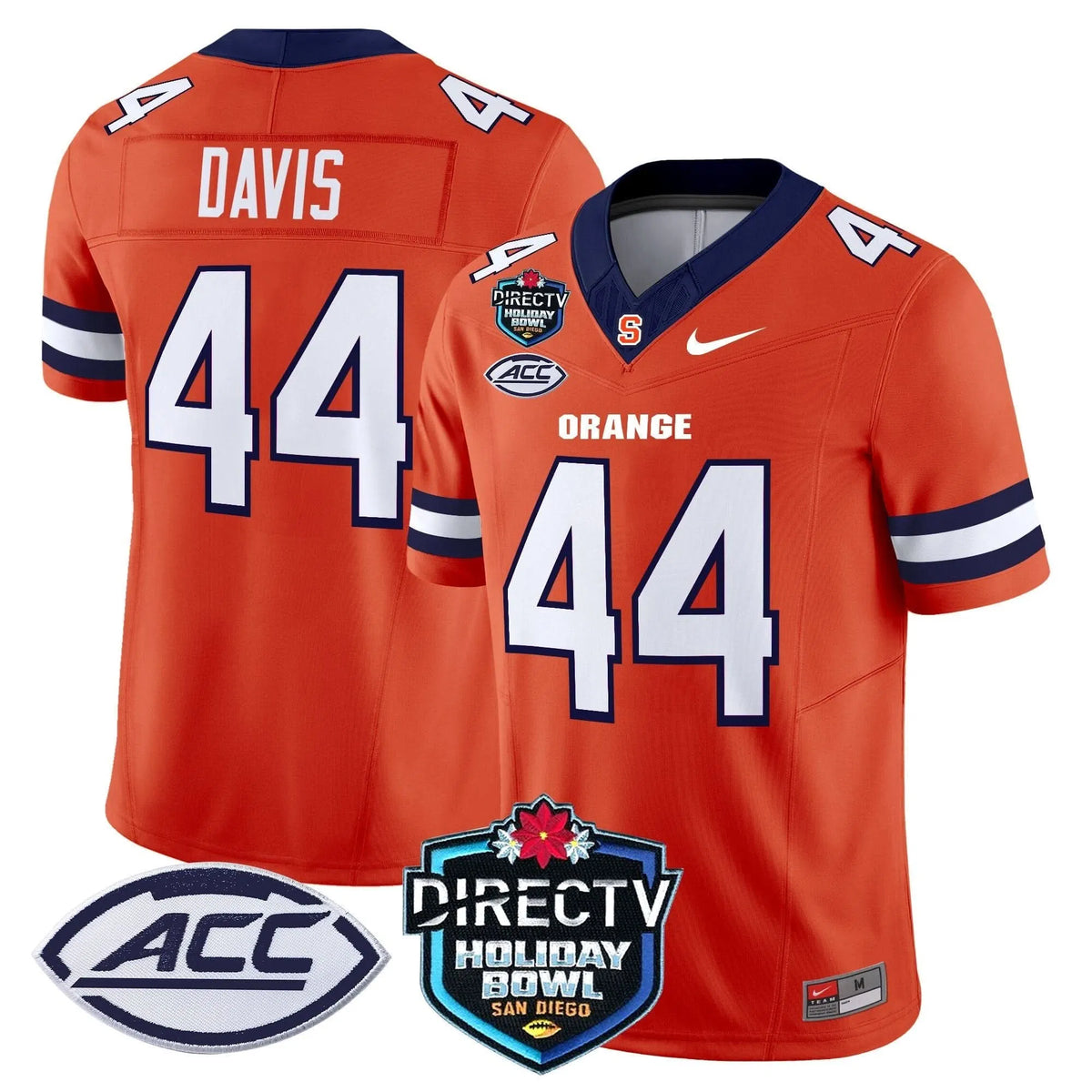 Personalized Syracuse Orange 2026 Holiday Bowl Patch Vapor Limited Jersey - Orange / Ernie Davis Stitched