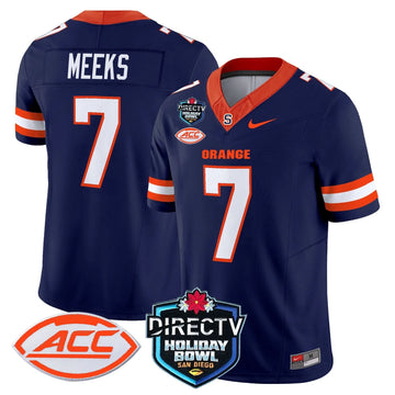 Personalized Syracuse Orange 2026 Holiday Bowl Patch Vapor Limited Jersey - Navy / Jackson Meeks Stitched