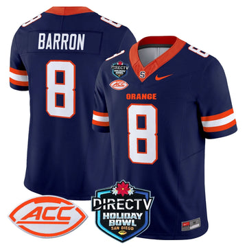 Personalized Syracuse Orange 2026 Holiday Bowl Patch Vapor Limited Jersey - Navy / Justin Barron Stitched