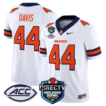 Personalized Syracuse Orange 2026 Holiday Bowl Patch Vapor Limited Jersey - White / Ernie Davis Stitched
