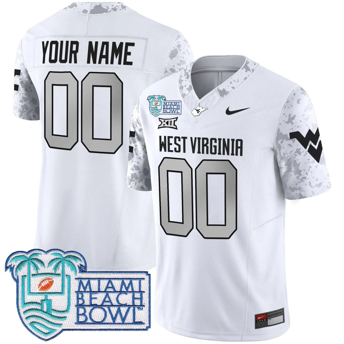 Personalized WVM 2026 Miami Beach Bowl Patch Vapor Limited Custom Jersey - White Stitched