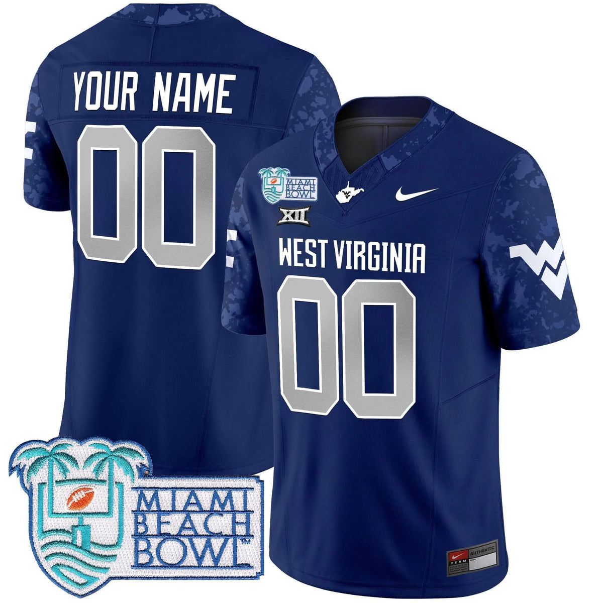 Personalized WVM 2026 Miami Beach Bowl Patch Vapor Limited Custom Jersey - Navy Stitched
